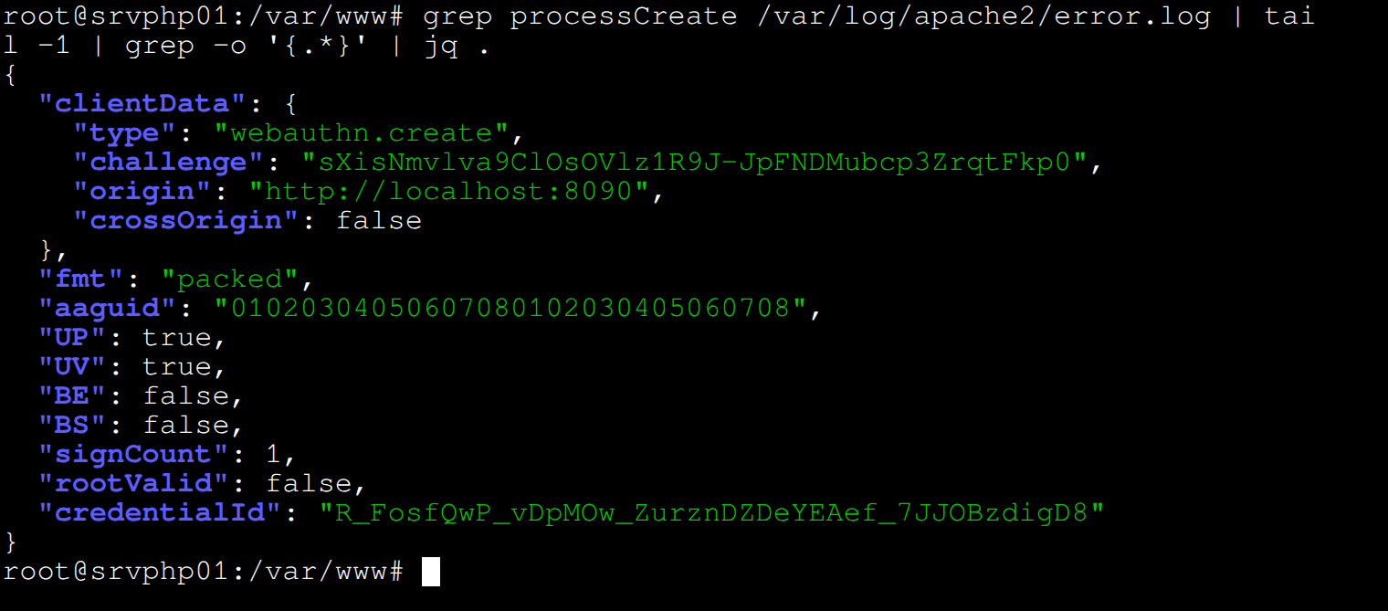 Log JSON de processCreate formaté avec jq