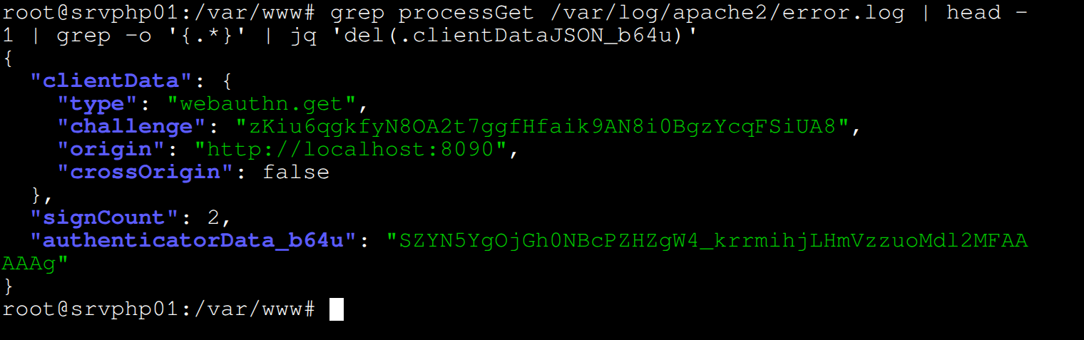 Log JSON de processGet formaté avec jq